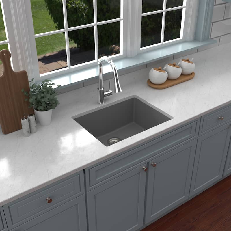 Karran Undermount 24.38 in Single Bowl Quartz Kitchen Sink