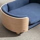 preview thumbnail 21 of 29, Velvet Cushion Chair With Solid Wood legs and Bent Wood Back/Pet Sofa
