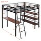 preview thumbnail 10 of 12, Full Size Metal Loft Bed with 3 Layers of Shelves, Desk and Whiteboard
