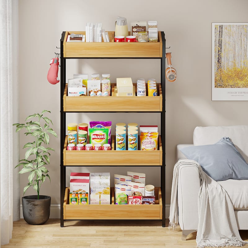 4-Tier Vegetable and Fruit Storage Retail Display Rack Stand