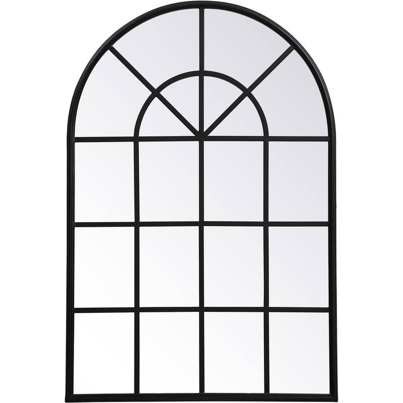 Elegant Lighting Motif 41-1/2" x 28" Arched Beveled Metal Framed - Black