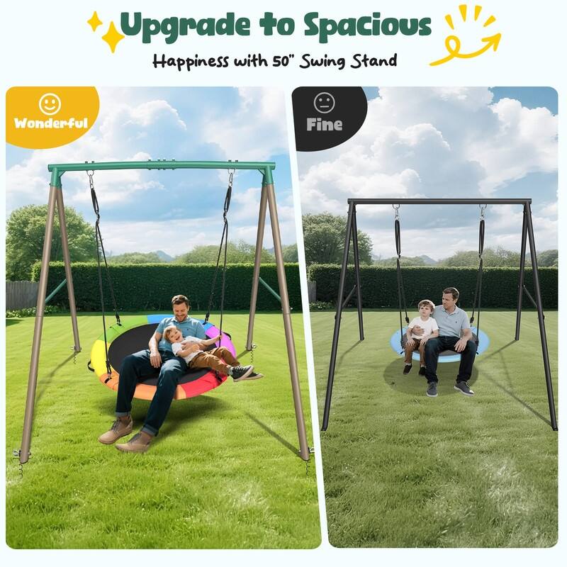 6.5 ft Tall Metal Swing set for Backyard With 50 Inch Saucer Swing for Kids and Adults
