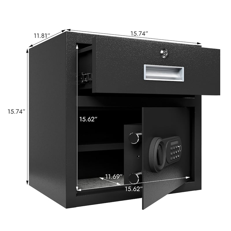 Roomfitters 1.69 Cubic Feet Steel Security Safe Box with Electronic Keypad and Alarm, Anti-Theft, Black