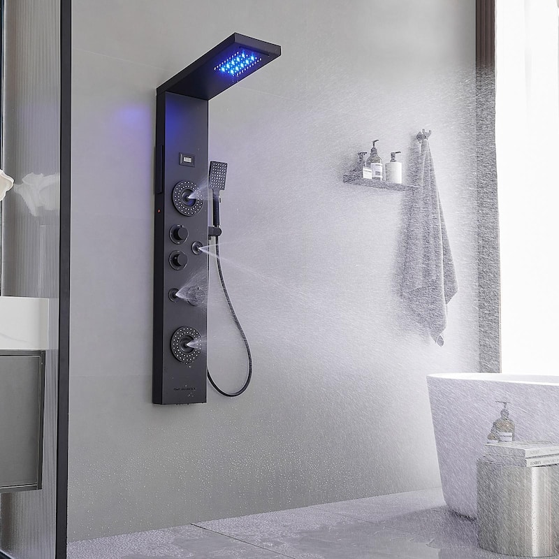 4-Jet LED Shower Panel with Heavy Rain Shower