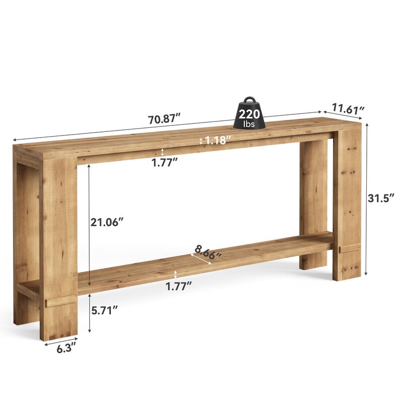 71'' Extra Long Solid Sood Console Table with Shelf for Entryway Living Room