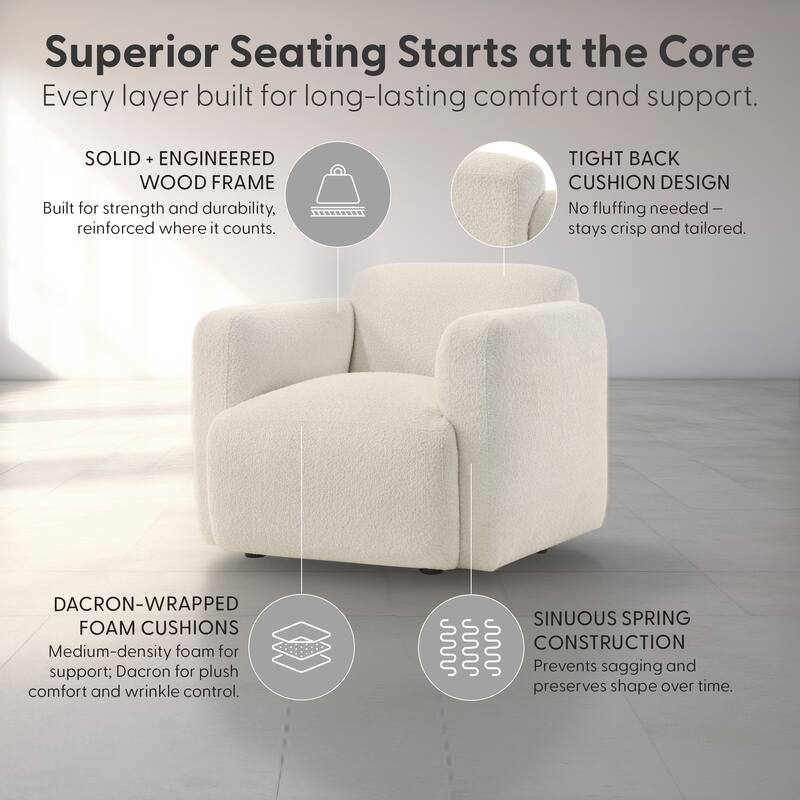 Sierra Ivory Boucle Accent Chair, Loveseat, Sofa, or Living Room Set