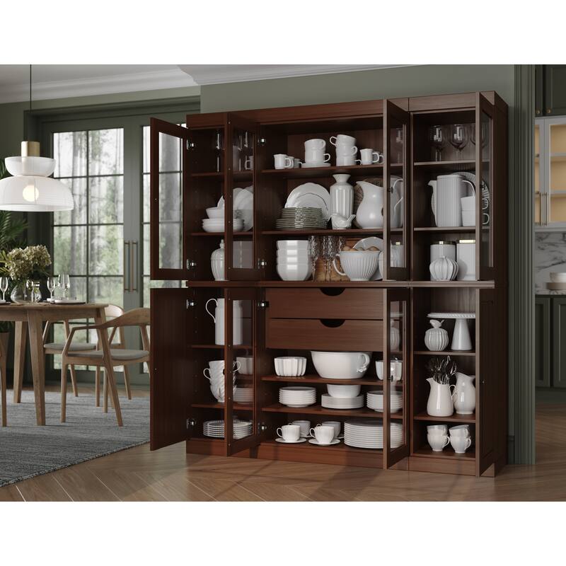 Palace Imports 100% Solid Wood Pantry Cabinet, 2 Drawers, Adjustable Shelves, 65" Wide, 71.5" Tall - 65" x 71.5"