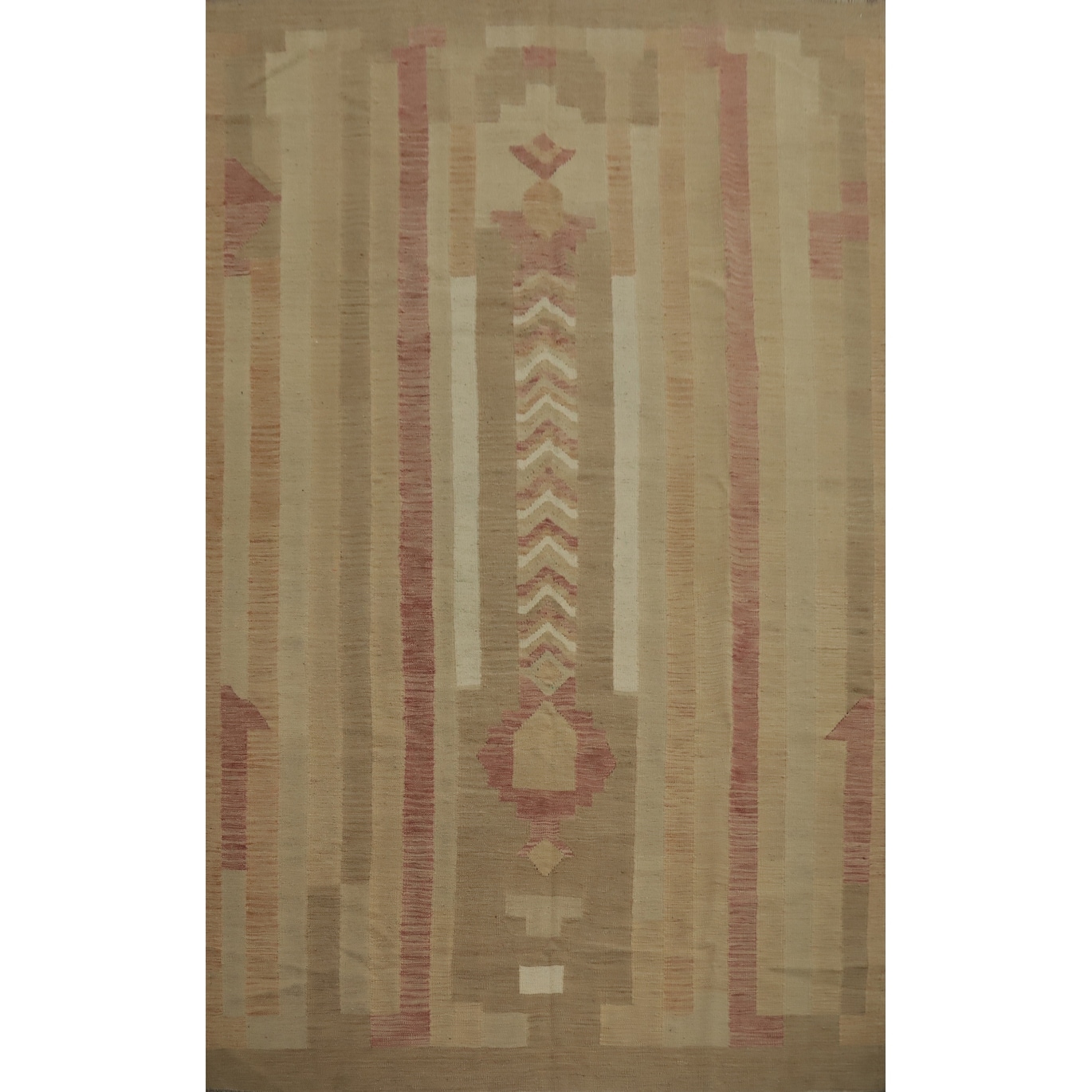 Hand Woven Oriental 100% Wool Carpet Southwestern Tribal Brown Kilim Area Rug - 9' 2'' X 6' 6''