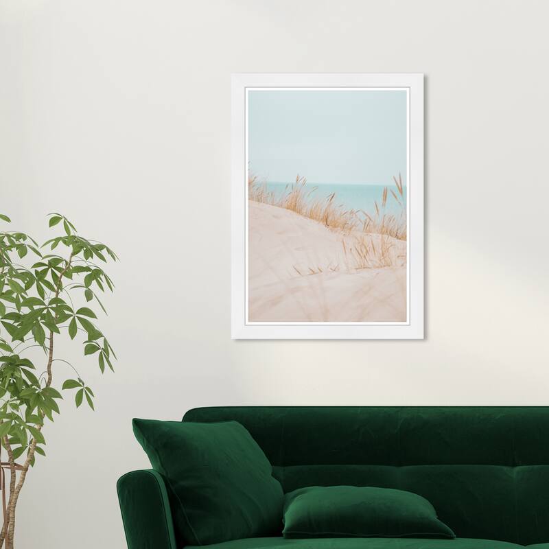 Wynwood Studio Prints Nature and Landscape All Calm Beach Blue and Light Brown Nautical & Coastal Wall Art Canvas Print - White
