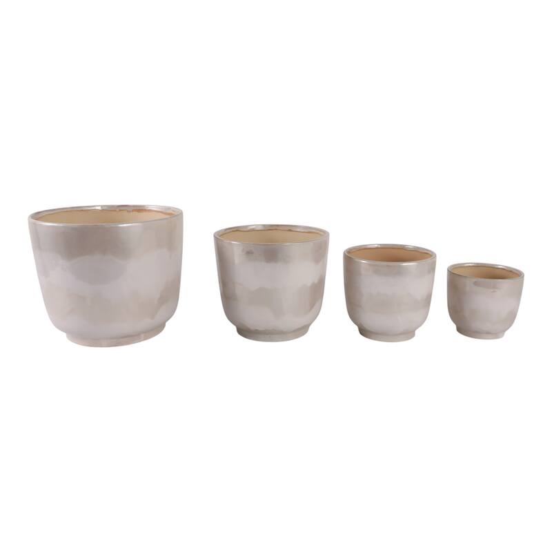 Ceramic Planter Handcrafted Details Rounded Silhouettes (Set of 3) - 12" x 12" x 10"