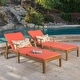 preview thumbnail 2 of 41, Perla Acacia Wood Chaise Lounge (Set of 2) by Christopher Knight Home Teak + Orange