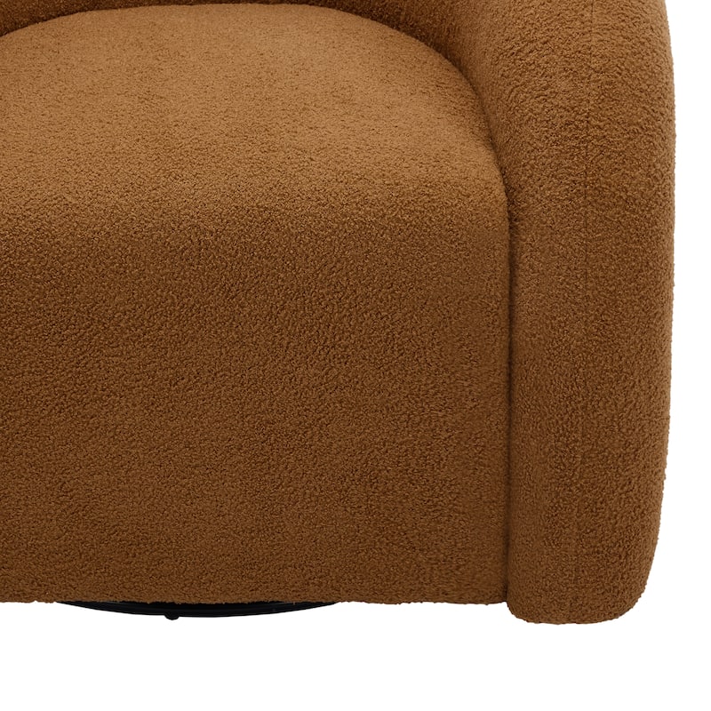 Modern Upholstered Swivel 360 degree Rotation Boucle Barrel Chair