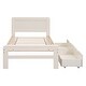 preview thumbnail 5 of 7, Elegant Design Modern Twin Size Platform Bed Frame with 2-Drawers, No Box Spring Needed, Sturdy Rubberwood, White Washed
