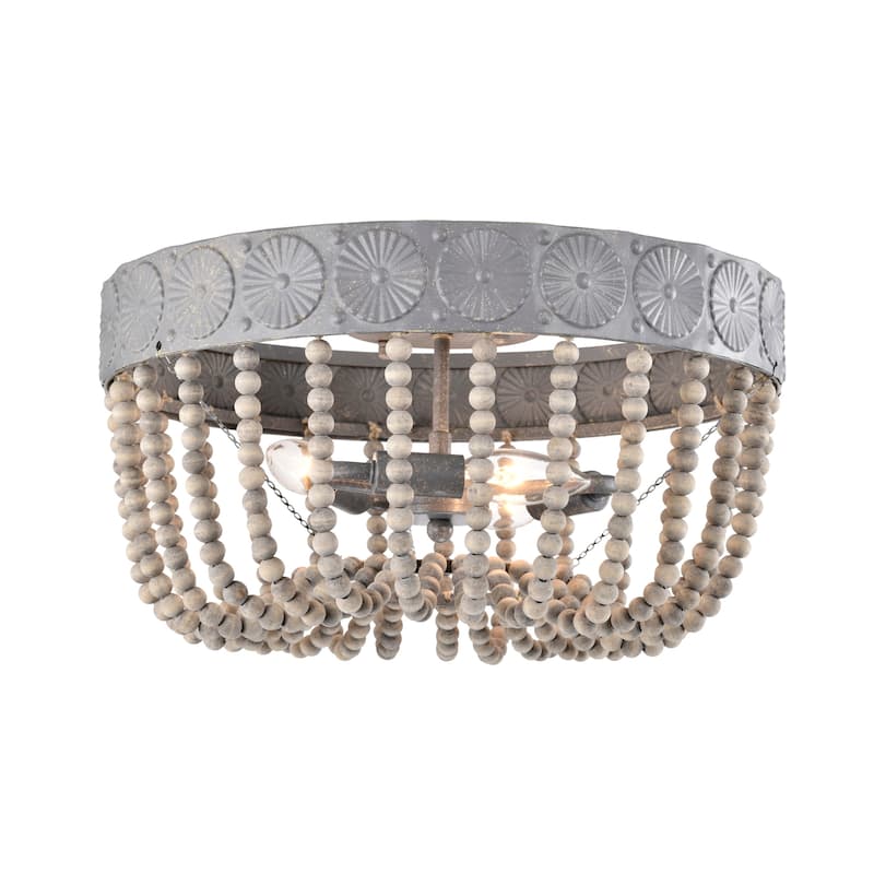 Poury 16 inch Antique Grey Boho Flush Mount 3-Light