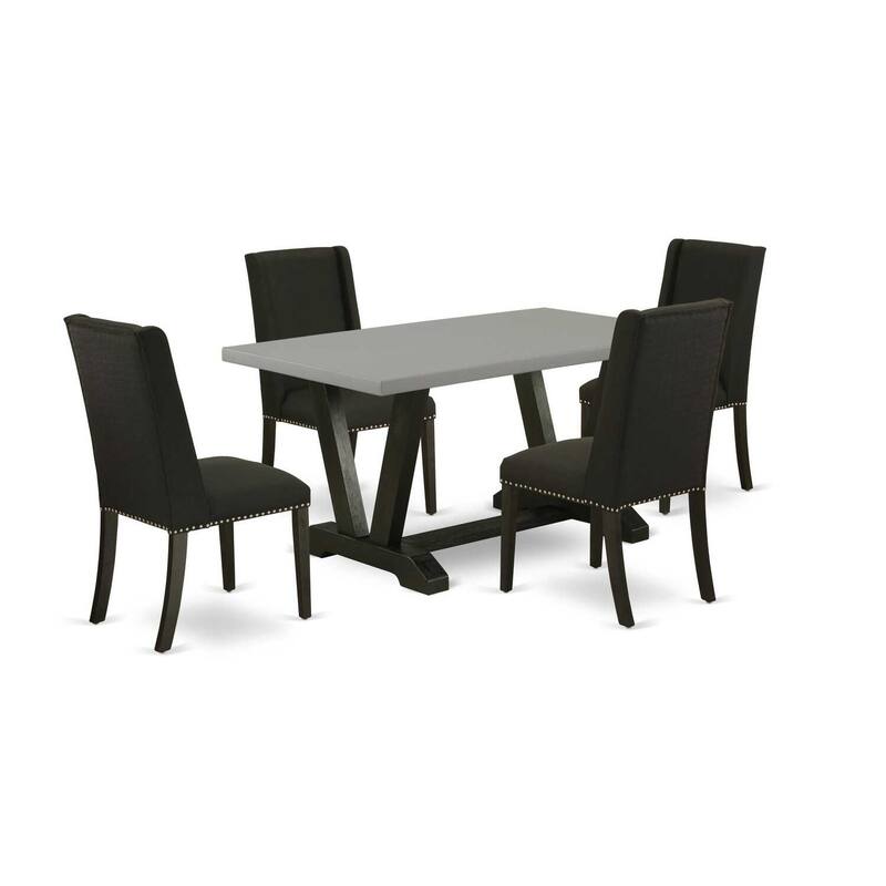 Gothic Grace 5-Piece Dining Set - Rectangular Table with 4 Upholstered Chairs - 60