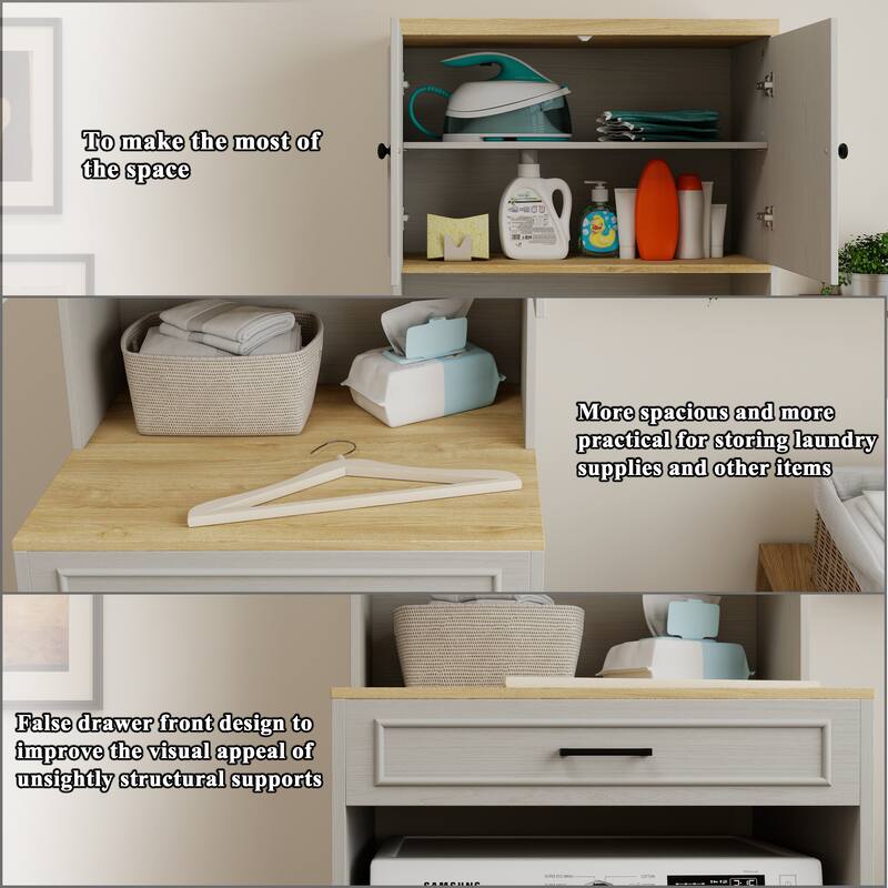 Anmytek Space Saving Storage Cabinet Laundry Washer Pedestal Kitchen Appliance Organizer