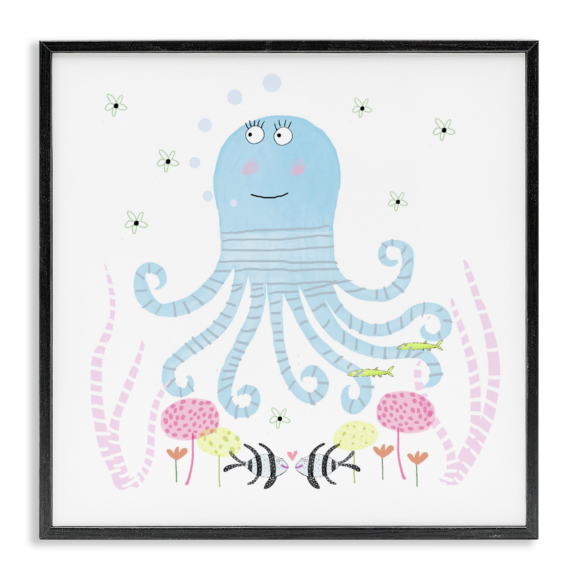 Stupell Baby Octopus & Flowers Framed Giclee Art Design By Carla Daly