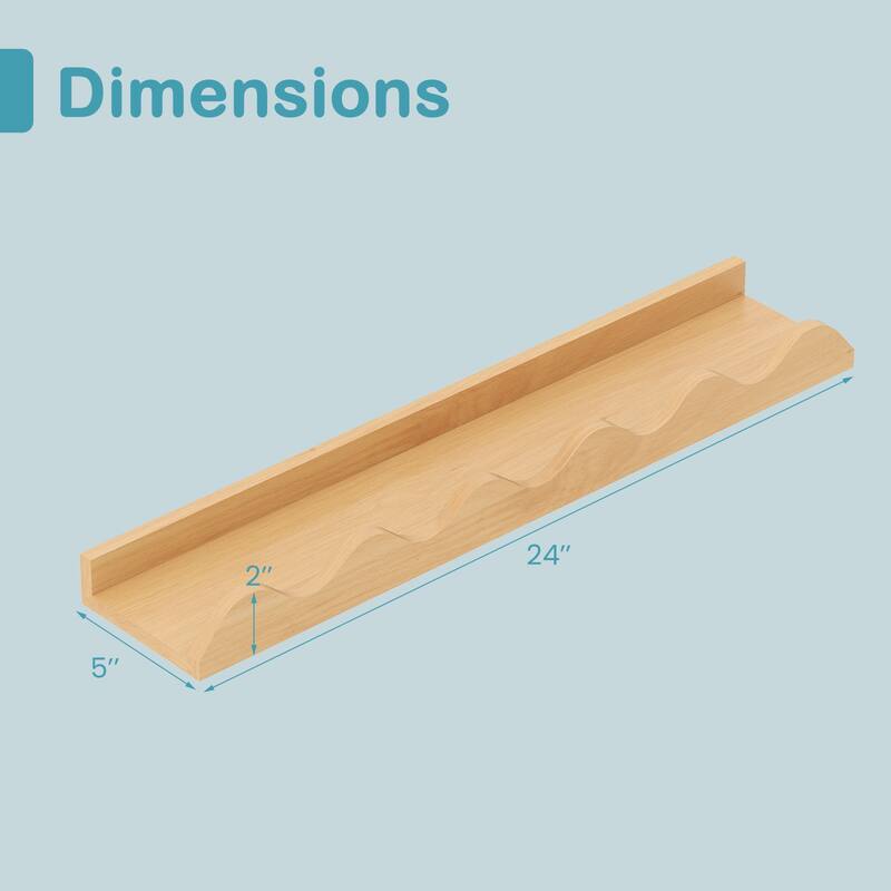 Natural Fir Wood Nursery Wall Shelves Set of 4 with Wavy Edges - 24" x 5" x 2"