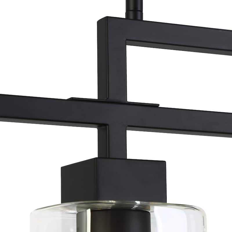 Mid-Century Modern 4-Light Black Chandelier Glass Island Lights for Dining Room - L 34.4" x D 4.3" x H 12"