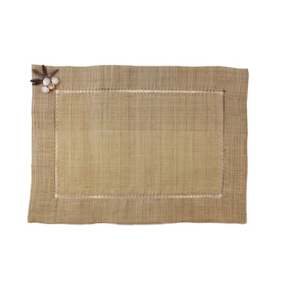 Beige Raffia Placemats Set of 4, 13" x 19"
