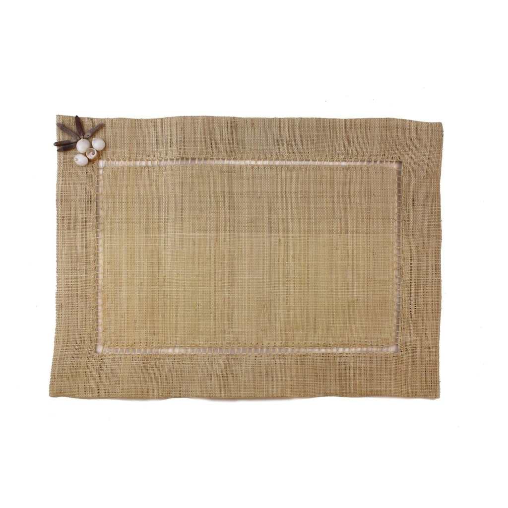 Beige Raffia Set of 4 Coastal Placemats 13" x 19"