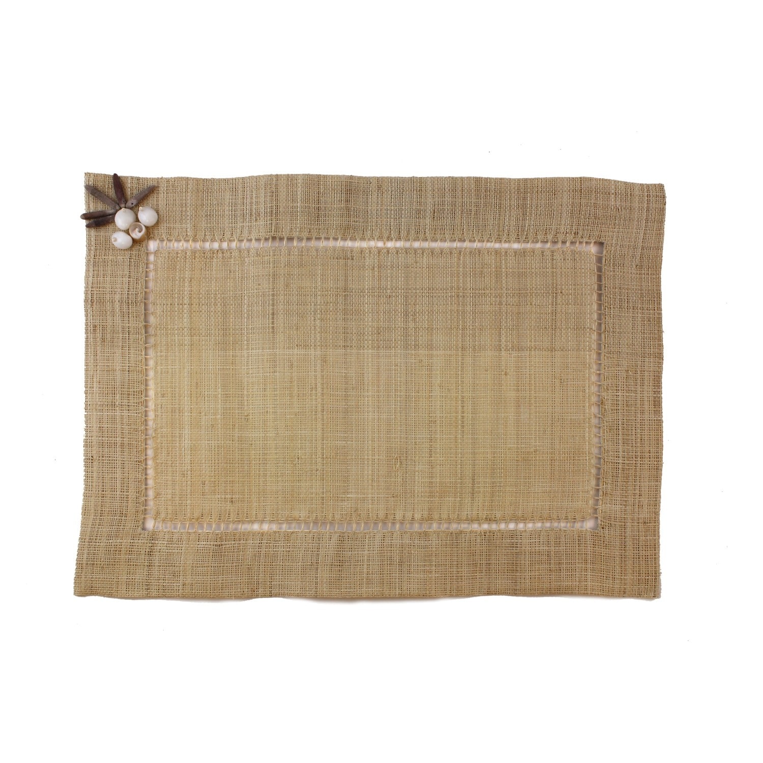 Beige Raffia Set of 4 Coastal Placemats 13" x 19"