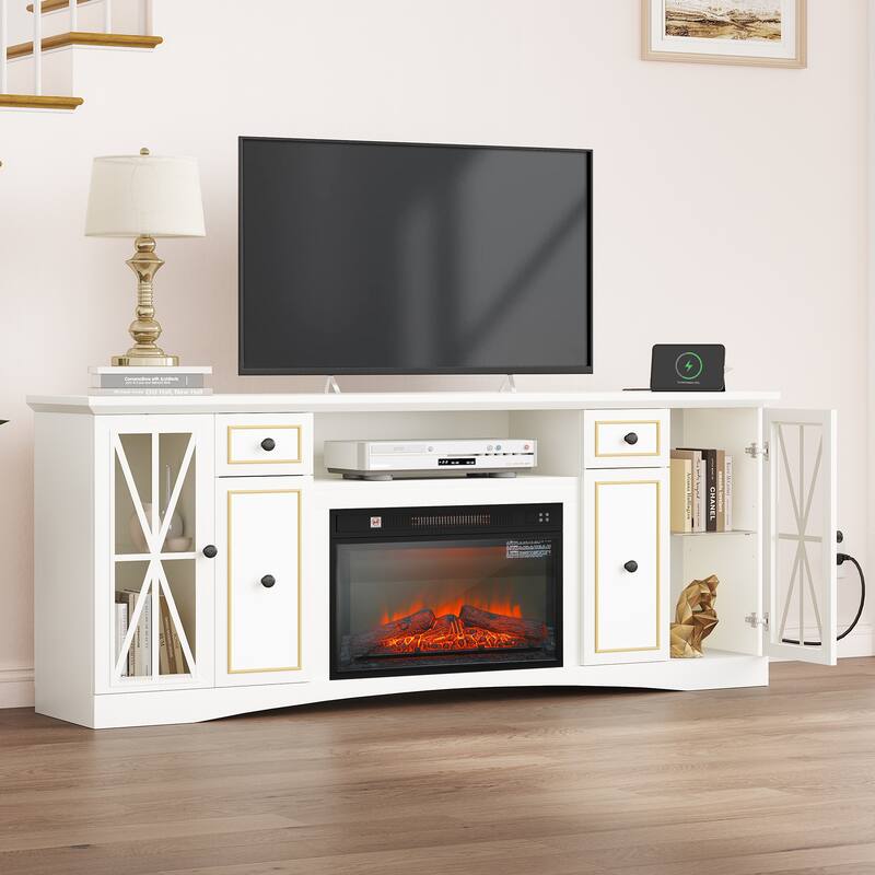 Moasis 70" Fireplace TV Stand W/ 1400W Electric Fireplace
