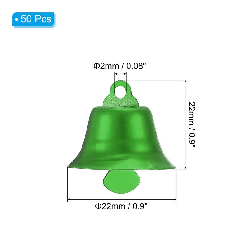 50Pcs Jingle Bells 0.9" Metal Hanging Bells - Green