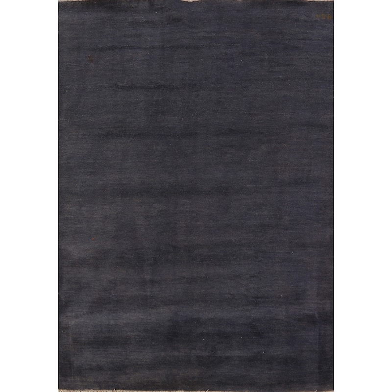 Navy Blue Gabbeh Modern Area Rug Handmade Wool Carpet - 5'6" x 7'10"