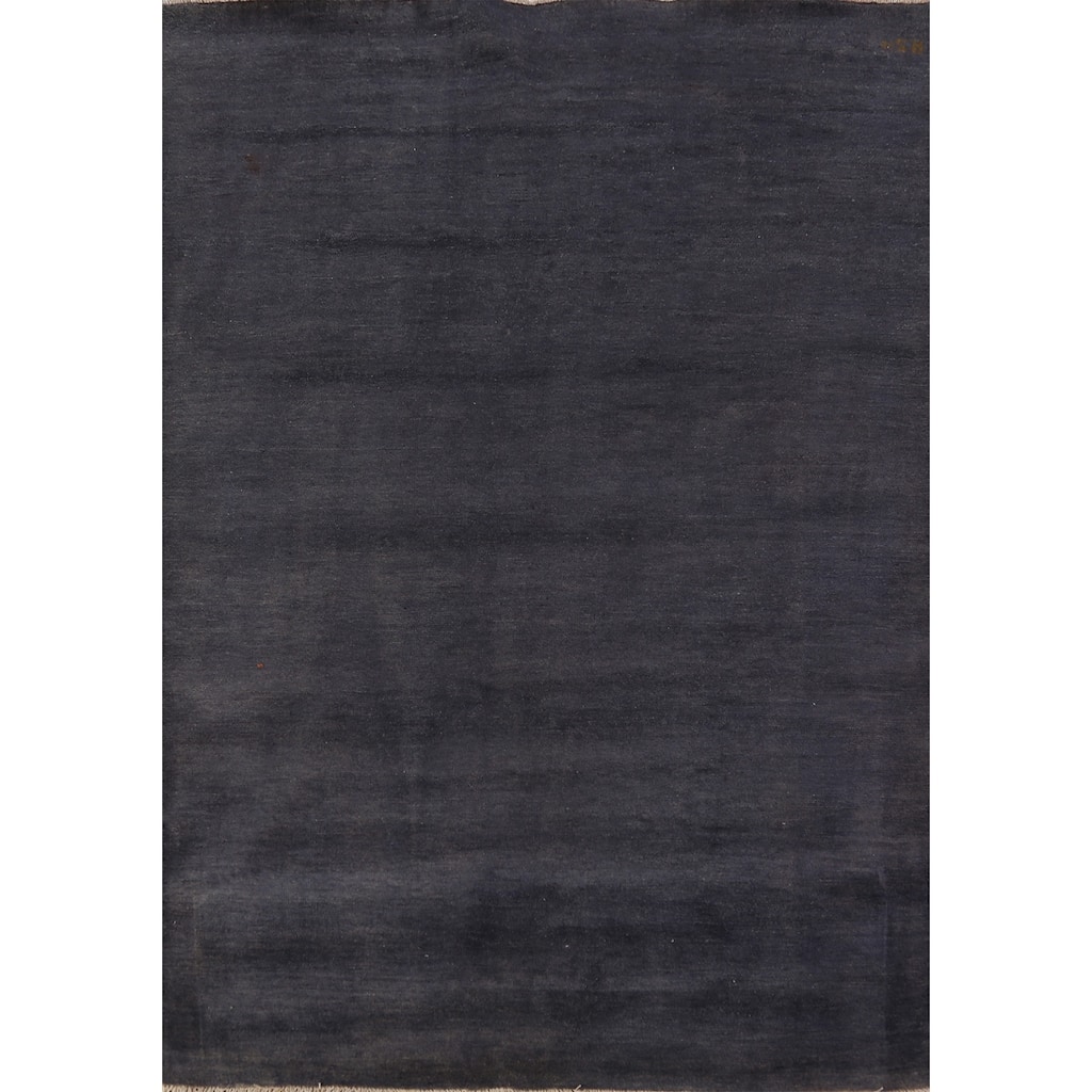Navy Blue Gabbeh Modern Area Rug Handmade Wool Carpet - 5'6" x 7'10"