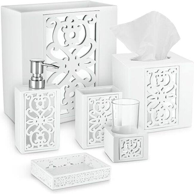 Creative Scents Mirror Janette White Bathroom Wastebasket