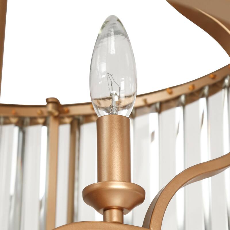 Modern Gold 3-Light Crystal Drum Chandelier for Dining Room Bedroom - D 18" x H 18.5"