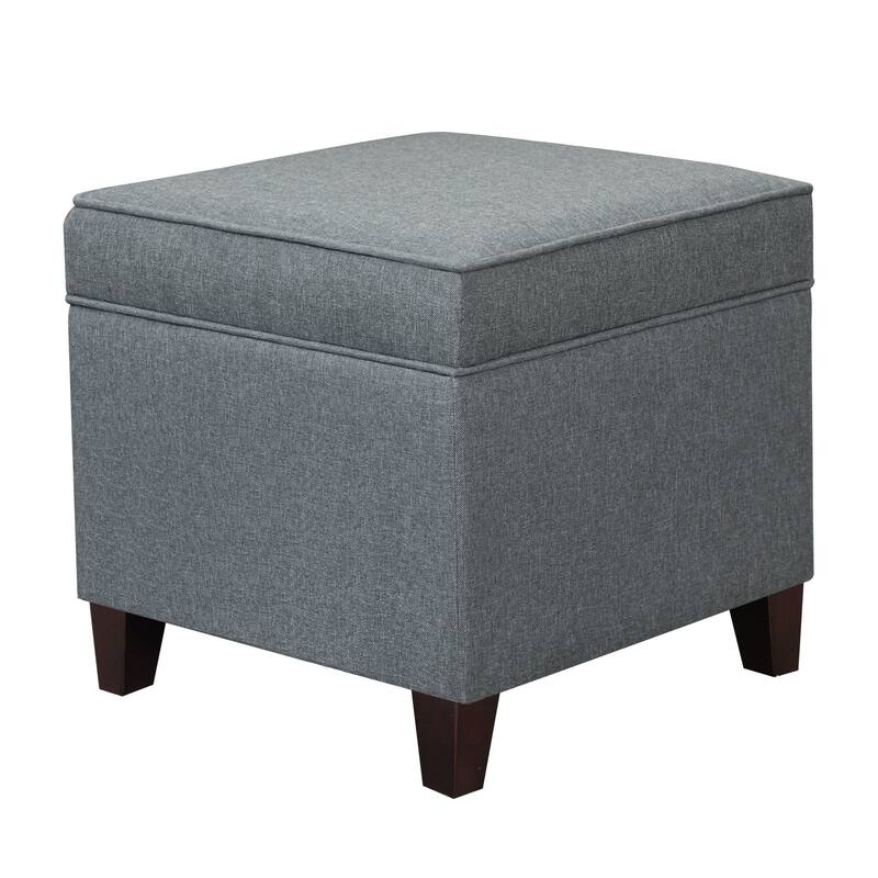 Adeco Toy Chest and Footrest Square Seat Storage Bench Ottoman Gray