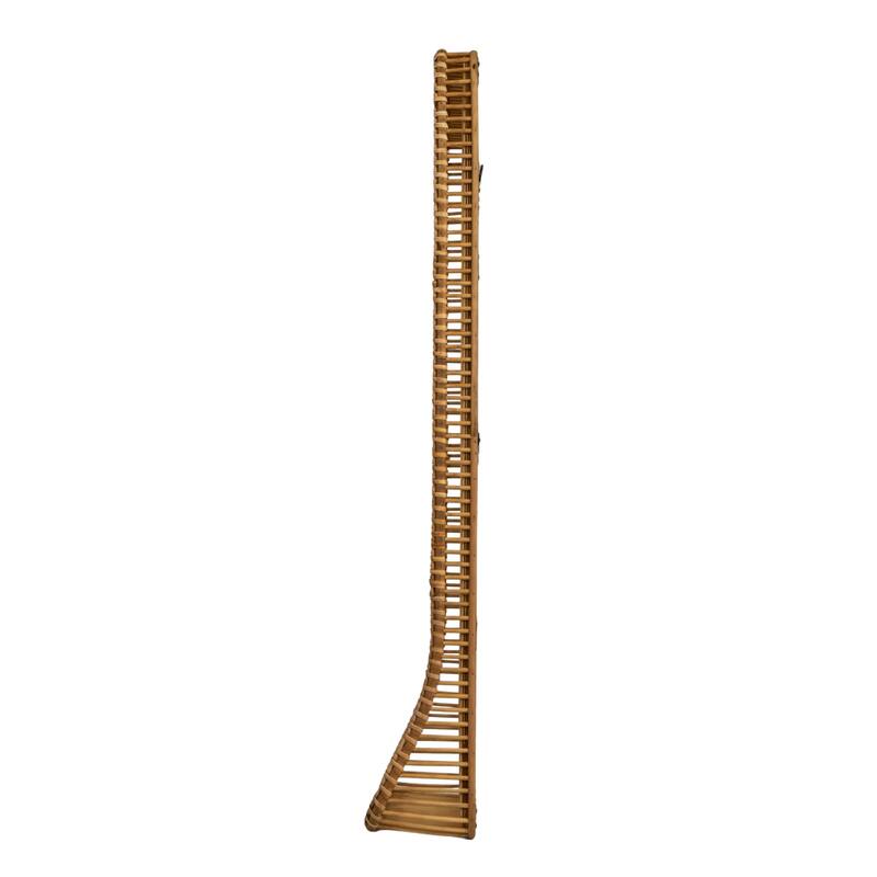 Wood and Rattan Mirror with Shelf