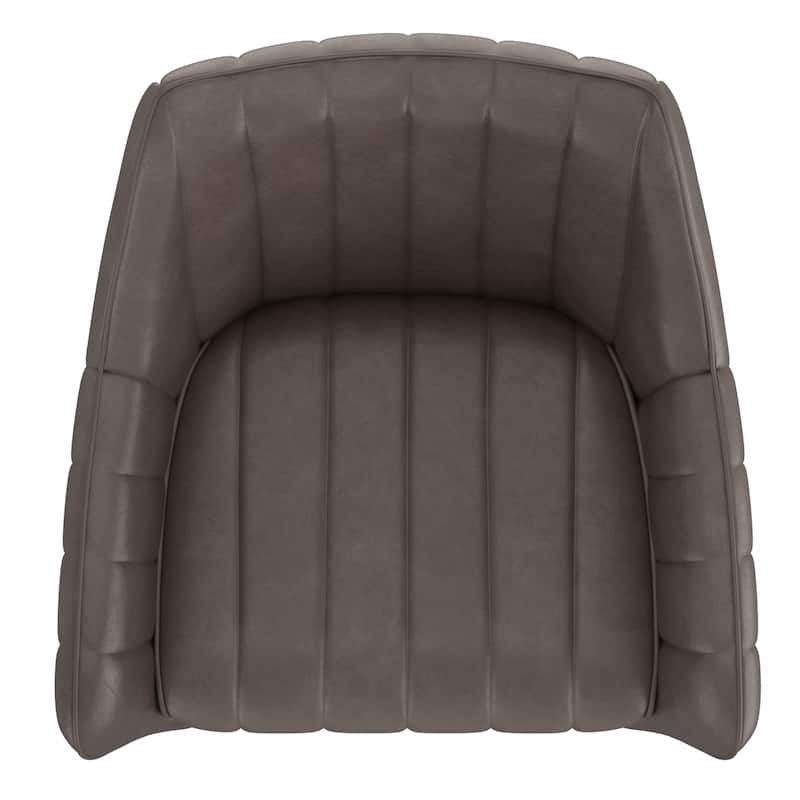 Modern Faux Leather & Metal Swivel Dining & Accent Chair