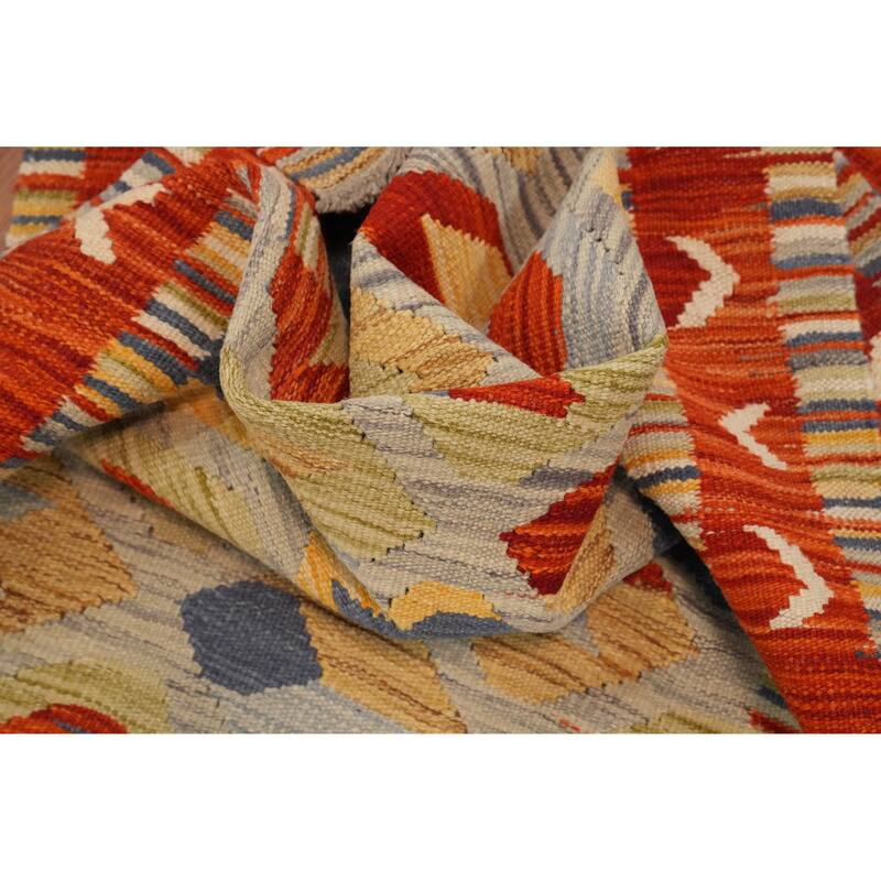 Hand Woven Oriental 100% Wool Carpet Southwestern Tribal Multi-Colored Kilim Runner Rug - 9' 9'' X 2' 5''