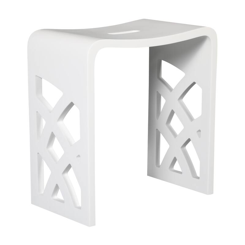 Designer White Matte Solid Surface Resin Bathroom / Shower Stool