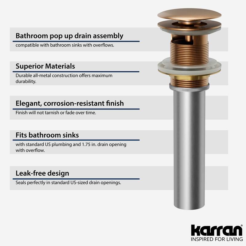 Karran Pop-Up Vanity Bowl Drain with Overflow