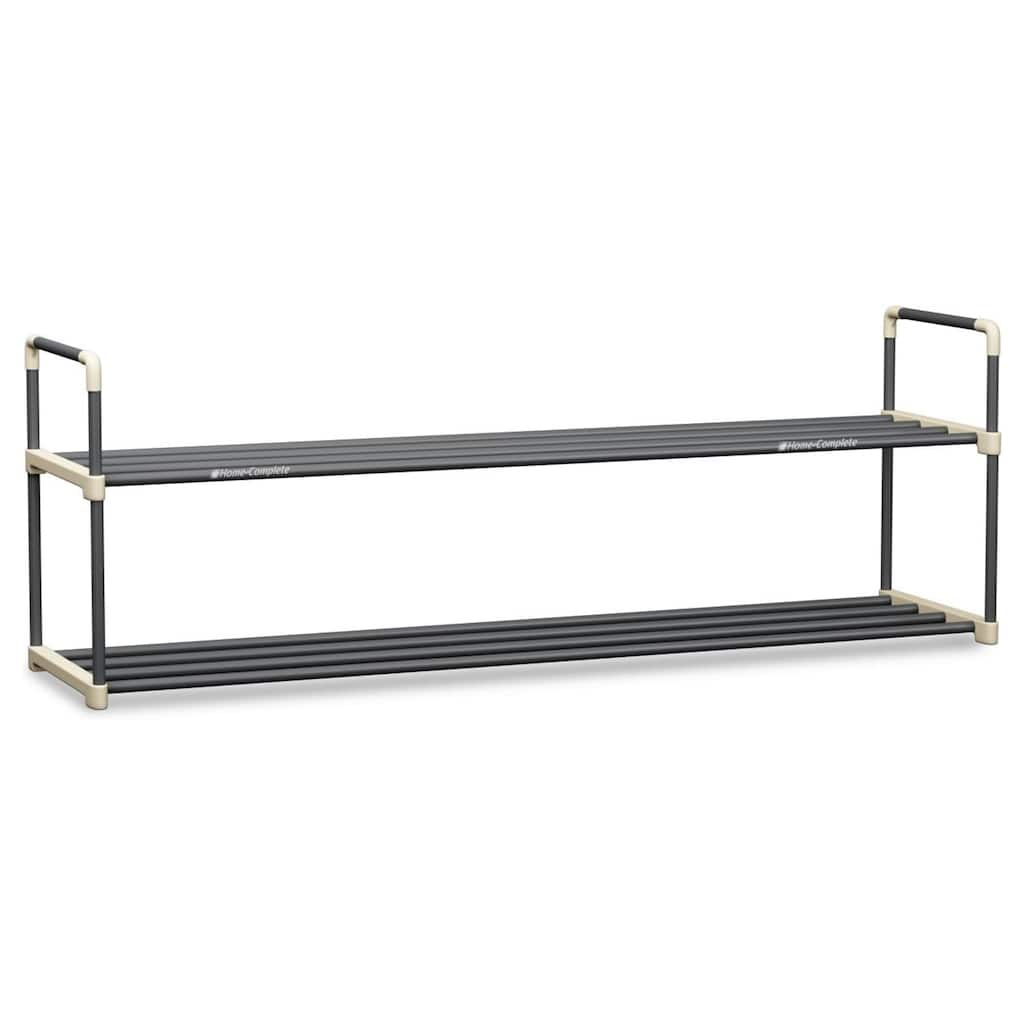 Shoe Rack - 2-Tier Shoe Organizer Shelf Holds 10 Pairs Sneakers, Heels, Boots by Home-Complete (Gray)