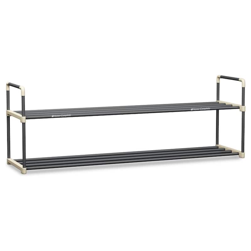 Shoe Rack - 2-Tier Shoe Organizer Shelf Holds 10 Pairs Sneakers, Heels, Boots by Home-Complete (Gray) - 2-Tier - Grey