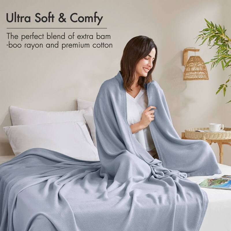 Chelsea Square Rayon from Bamboo Cooling Cotton Lightweight Blanket for Summer Spring