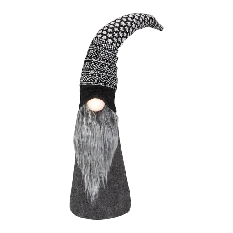 20" LED Lighted Black and White Gnome Christmas Figure
