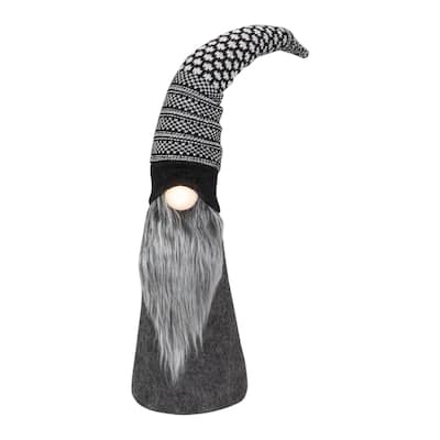 20" LED Lighted Black and White Gnome Christmas Figure
