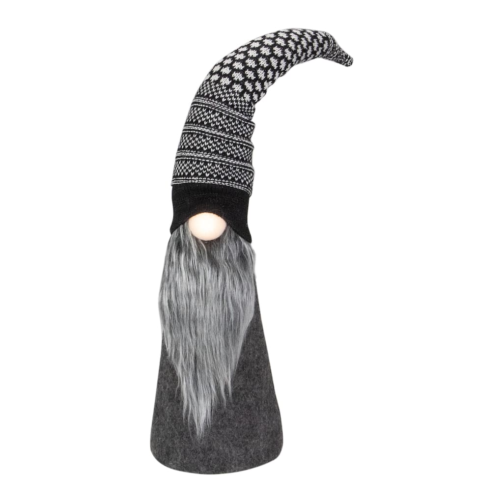 20" LED Lighted Black and White Gnome Christmas Figure