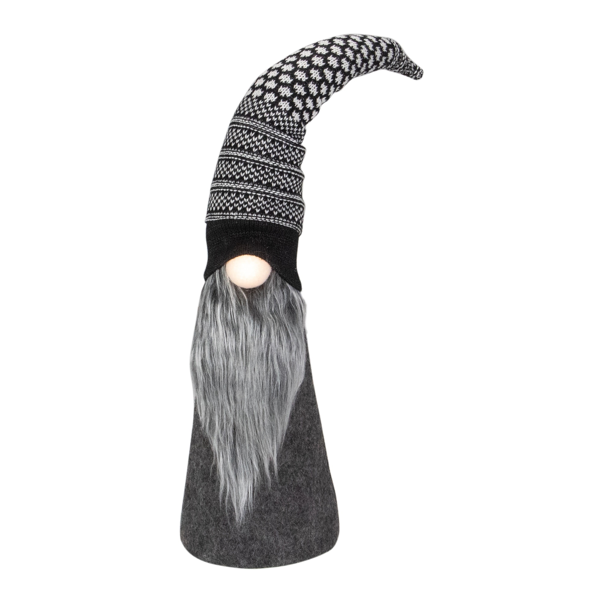 20" LED Lighted Black and White Gnome Christmas Figure