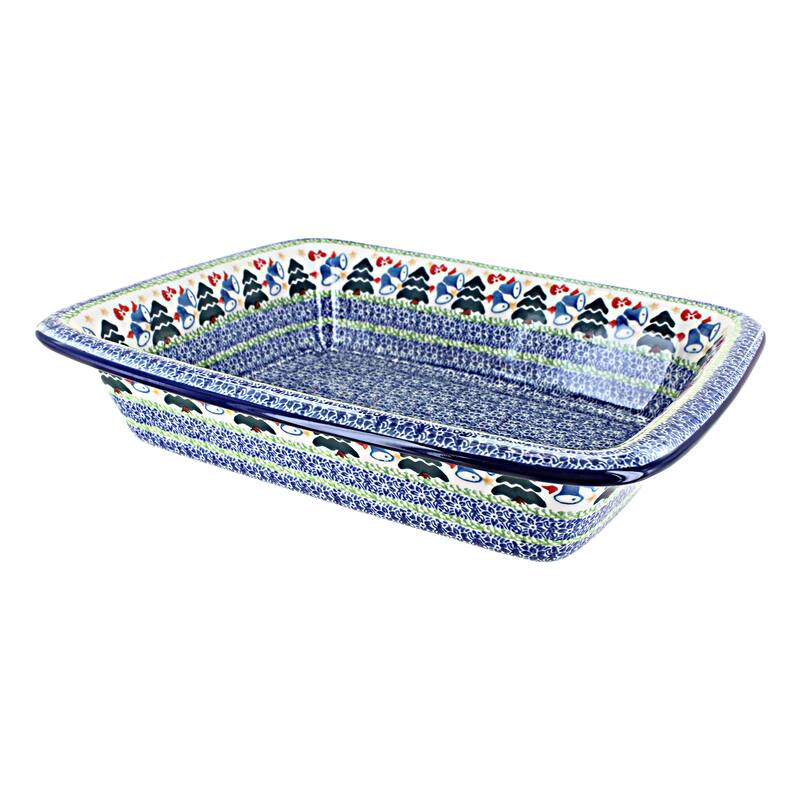 Blue Rose Polish Pottery 855 Ceramika Artystyczna Medium Rectangular Baker