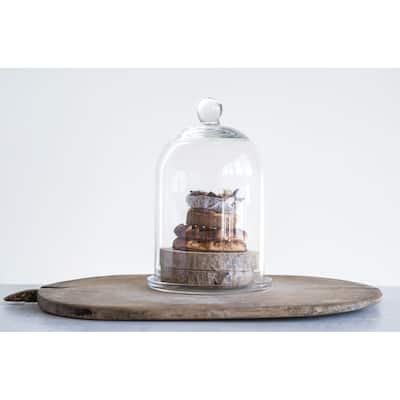 Glass Cloche with Clear Glass Plate (Set of 2 Pieces)