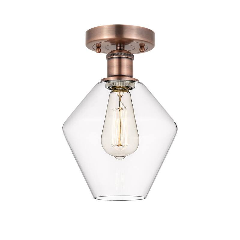 Innovations Lighting Cindyrella - 1 Light 8" Semi-Flush Mount - Clear/Antique Copper