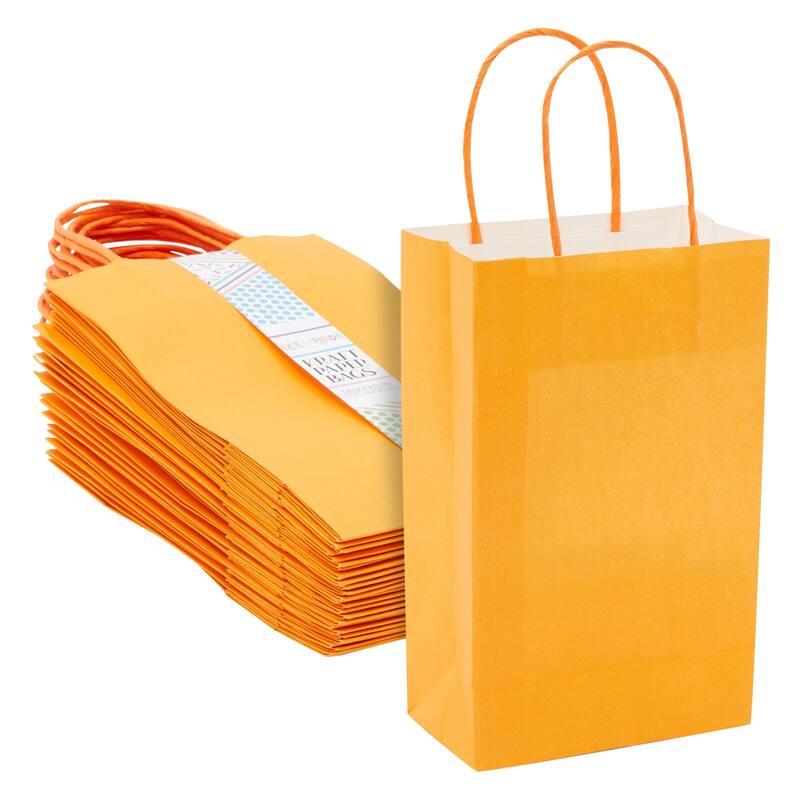 Blue Panda 25 Pack Small Gift Bags with Handles for Presents, Paper Bag, 9 x 5.5 x 3 In