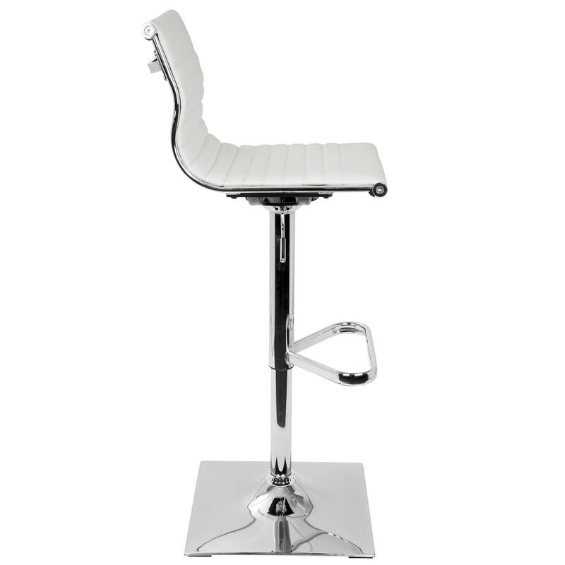 Porch & Den Tower Master Contemporary Adjustable Bar Stool in Faux Leather - N/A